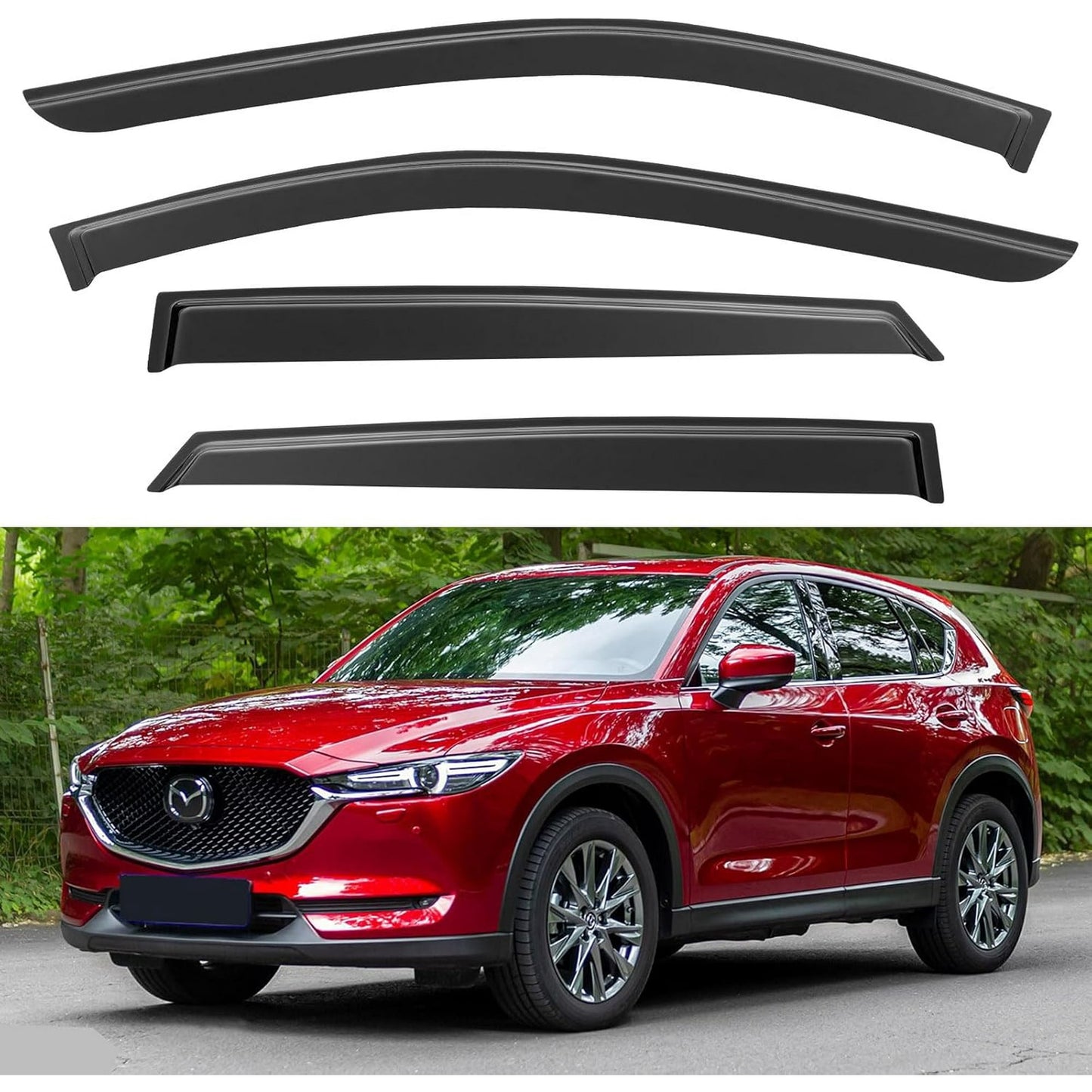 POLARPRA 4PCS Window Visors Deflectors Vent Guards Sun Wind Rain Shield Fits for 2017-2023 Mazda-CX-5 Car Window Visors