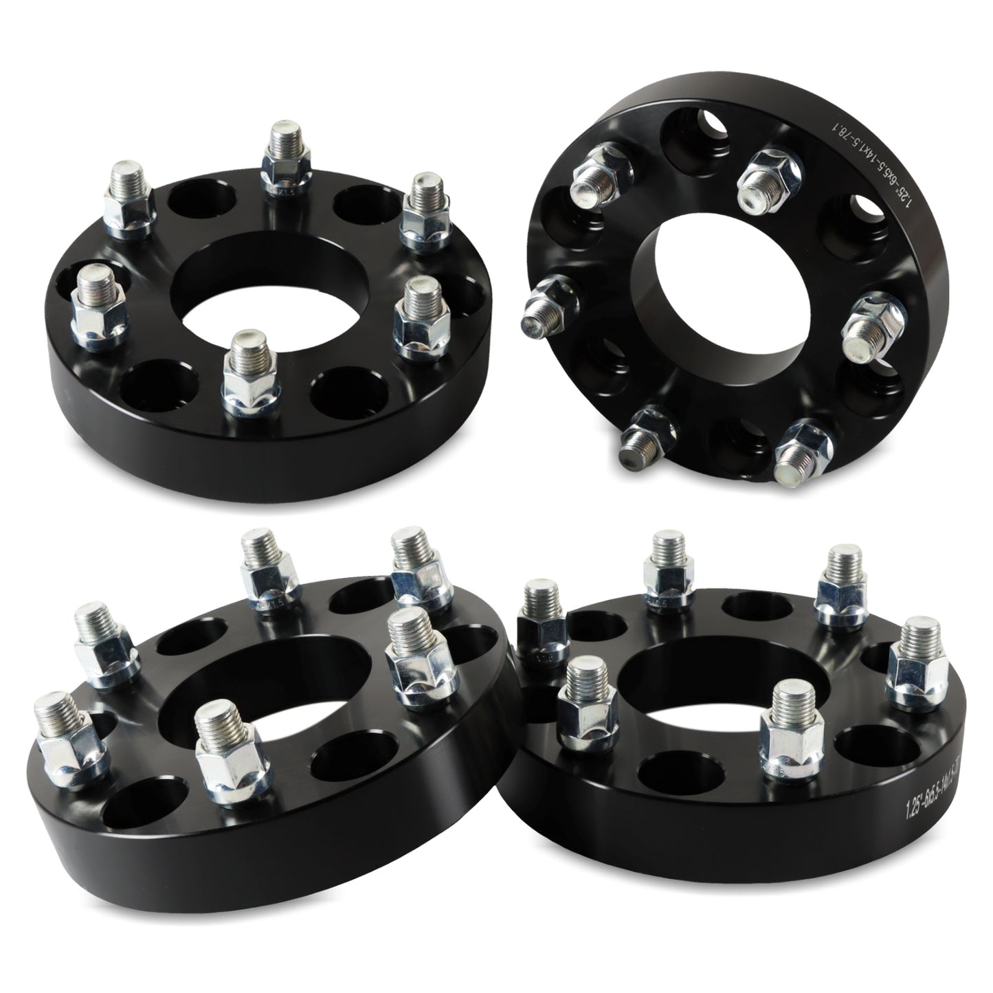 POLARPRA 4PCS Wheel Spacers 1.25inch 6x5.5£¬14x1.5 Studs 78.1mm Hub Bore£¬Black Wheel Adapters