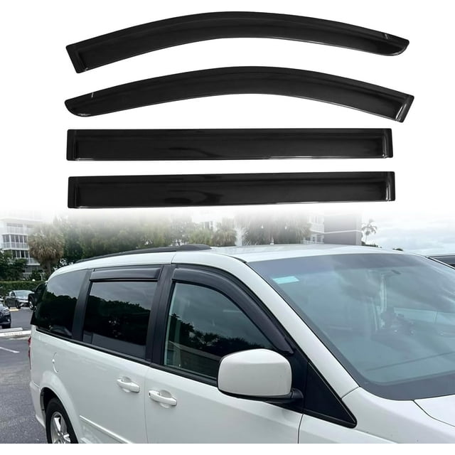 POLARPRA 4PCS Window Sun Rain Visors Wind Guard for 2008-2016 Chrysler Town & Country 2008-2018 Dodge Grand Caravan