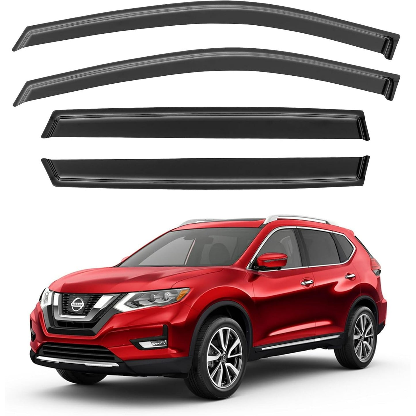 POLARPRA 4PCS Window Visors Deflectors Vent Guards Sun Wind Rain Shield for 2014-2020 Nissan Rogue Car Window Visors