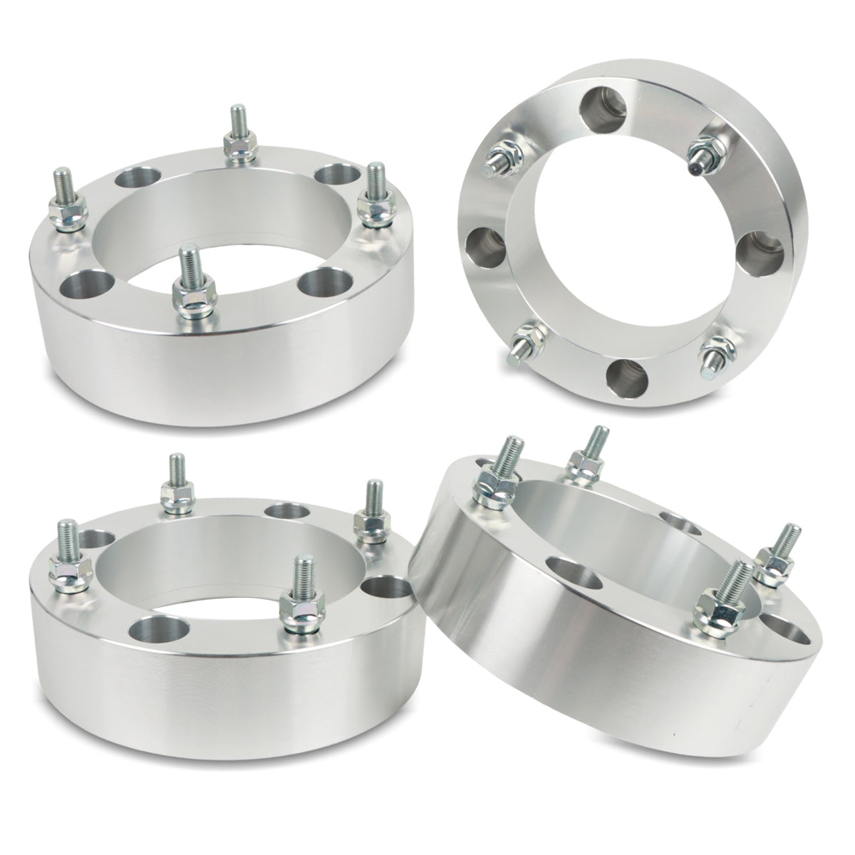 POLARPRA 4PCS Wheel Spacers 2inch 4x156mm£¬3/8-24 Studs 131mm Hub Bore£¬without lip hub Silver