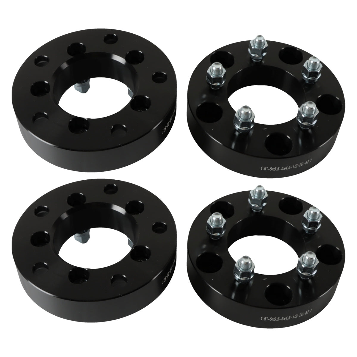 POLARPRA 4PCS Wheel Spacers 1.5inch 5x5.5 to 5x4.5£¬1/2-20 Studs 87.1mm Hub Bore£¬without lip hub Black