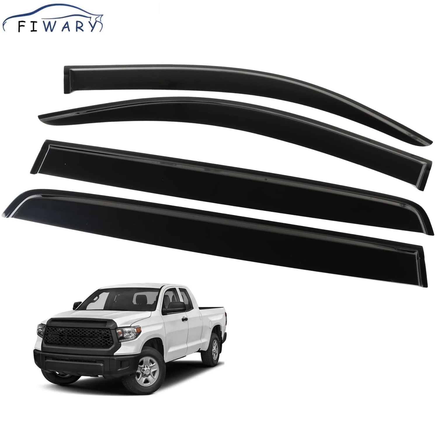 FIWARY 4PCS Window Visors Deflectors Vent Guards Sun Wind Rain Shield Fits for 2007-2021 Tundra CrewMax