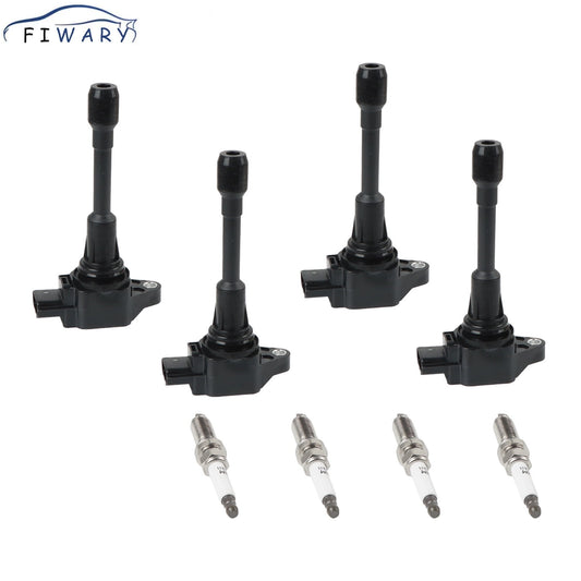 FIWARY 4pcs Ignition Coil + 4pcs Double Iridium Spark Plug for Nissan Altima Cube Rogue Infiniti FX50 UF549