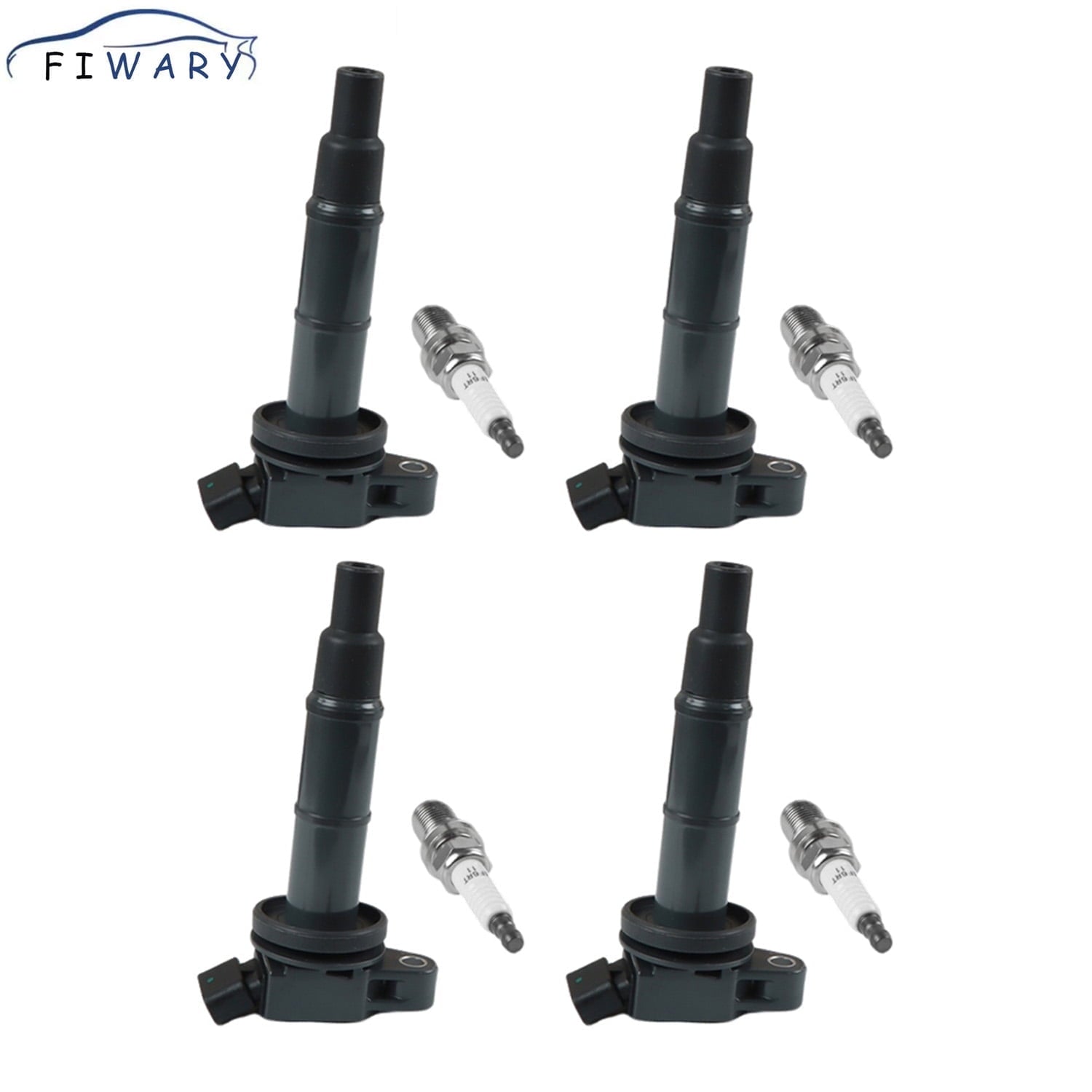FIWARY 4pcs Ignition Coils + 4pcs Iridium Spark Plugs for 2002-2011 Toyota Camry 2.4L UF333