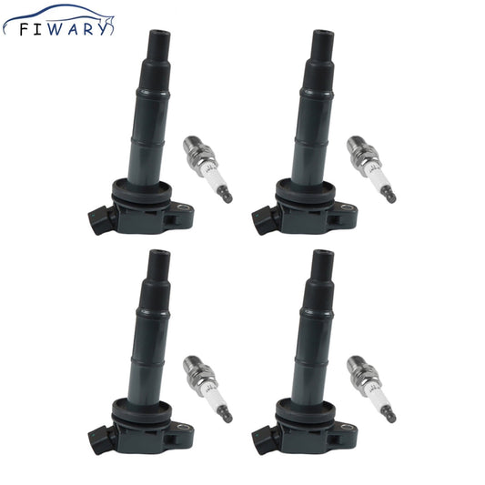 FIWARY 4pcs Ignition Coils + 4pcs Iridium Spark Plugs for 2002-2011 Toyota Camry 2.4L UF333