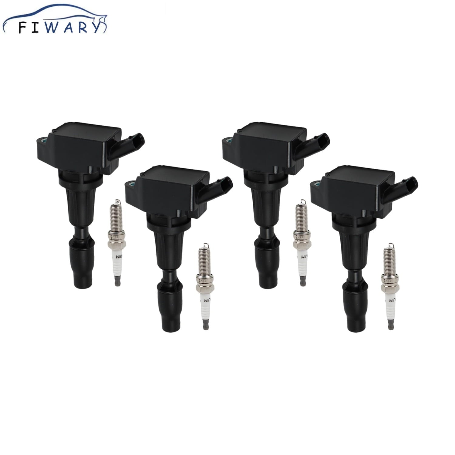 FIWARY 4pcs Ignition Coils + 4pcs Iridium Spark Plugs for 2015-2017 Hyundai Sonata 2016 Kia Optima UF764
