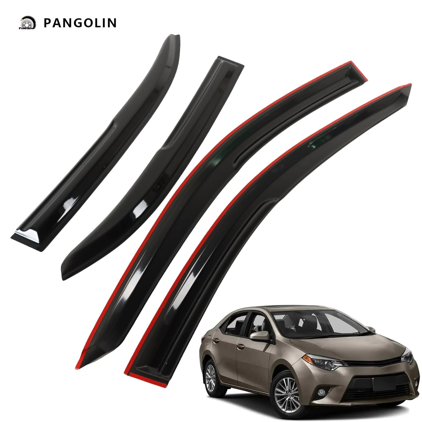 PANGOLIN 4Pcs Car Window Visors Fits for 2003-2008 Toyota Corolla Sun Wind Deflector Rain Vent Window Visors Deflectors