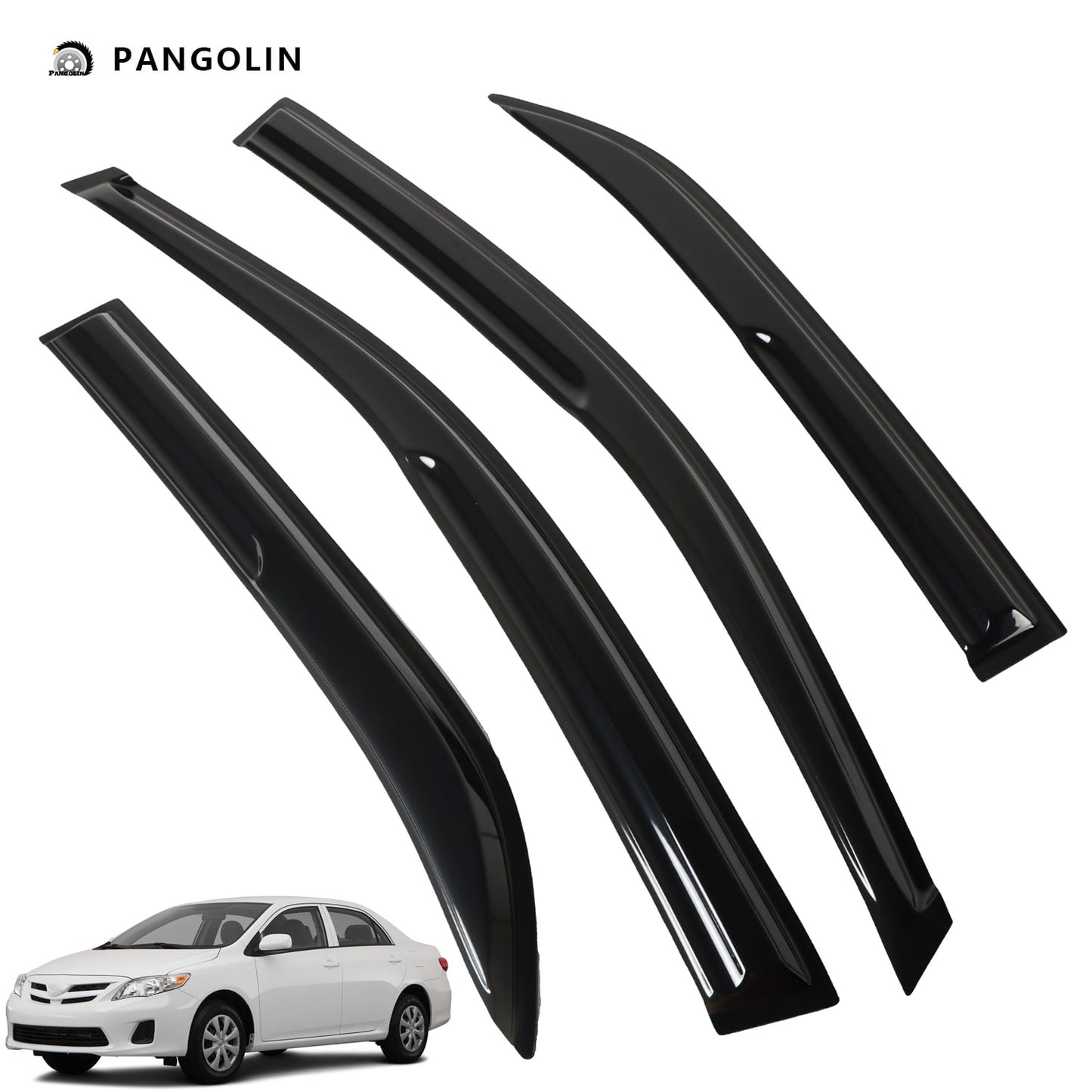 PANGOLIN 4Pcs Car Window Visors Sun Wind Deflector Fit for 2009-2013 Toyota Corolla Rain Vent Window Visors Deflectors