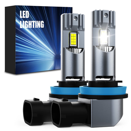 2pcs H11 LED Headlight Bulbs 600% Brighter Wireless Headlight Bulbs, 24000LM Mini Headlight Bulbs Fanless Car Bulb Kit High Low Beam,  Halogen Replacement,Non-polarity Plug and Play