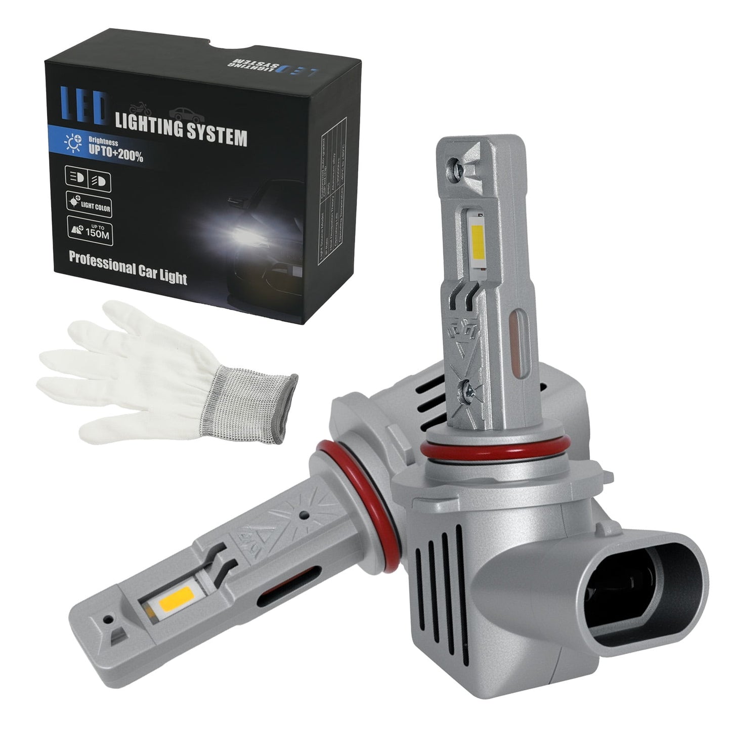 POLARPRA 9006 LED Headlight Bulbs 20000LM, 8 CSP Chips, 6500K White, Plug and Play - Pack of 2 (with Cooling Fan)