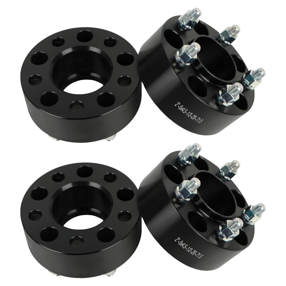 POLARPRA 4PCS Wheel Spacers 2inch 5x4.5£¬1/2-20 Studs 71.5mm Hub Bore£¬Black Wheel Adapters