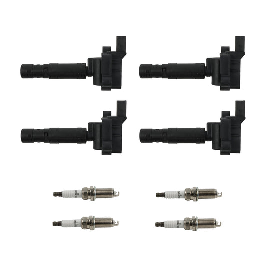 FIWARY 4pcs ignition coils+ 4pcs Iridium Spark Plugs for 2003-2005 Mercedes C230 UF555+4704