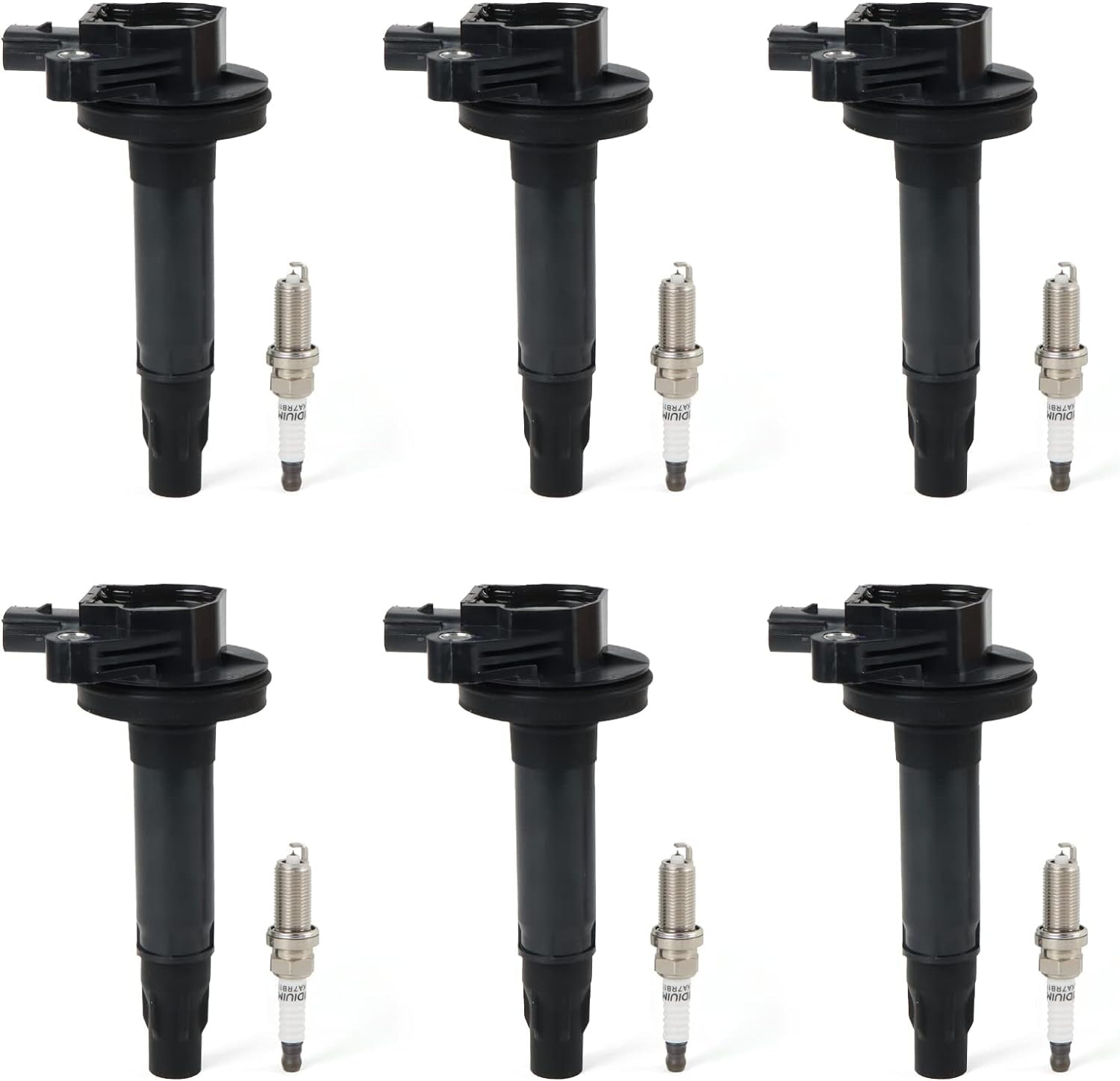 POLARPRA 6PCS UF553 Ignition Coils & 5019 Iridium Spark Plugs Compatible with For-d Flex Taurus Edge Lincoln MKS MKT MKZ MKX Mercury Sable 3.5L 3.7L V6 Replaces# 7T4Z-12029-E, CY01-18-100A, 5C1652