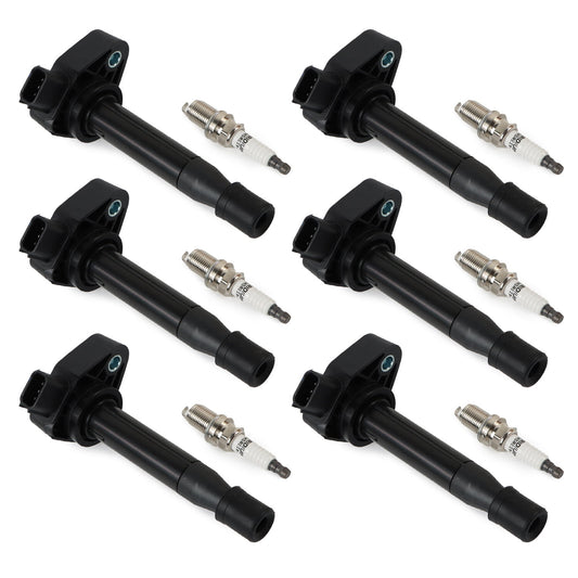 POLARPRA 6pcs Ignition Coil +6pcs Iridium Spark Plug For Honda Accord Odyssey Acura UF242