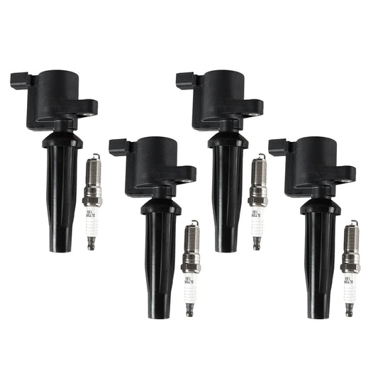 POLARPRA 4pcs Ignition Coils + 4pcs Iridium Spark Plugs For Ford Escape Focus Transit 2.3L MKZ FD505