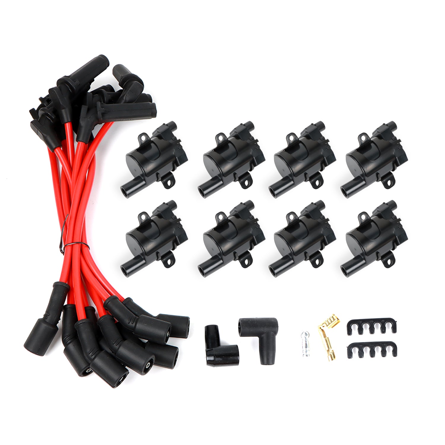 POLARPRA 8pcs Ignition Coils + 8pcs Spark Plug Wires For Chevy Silverado GMC 4.8L 5.3L 6.0L UF262