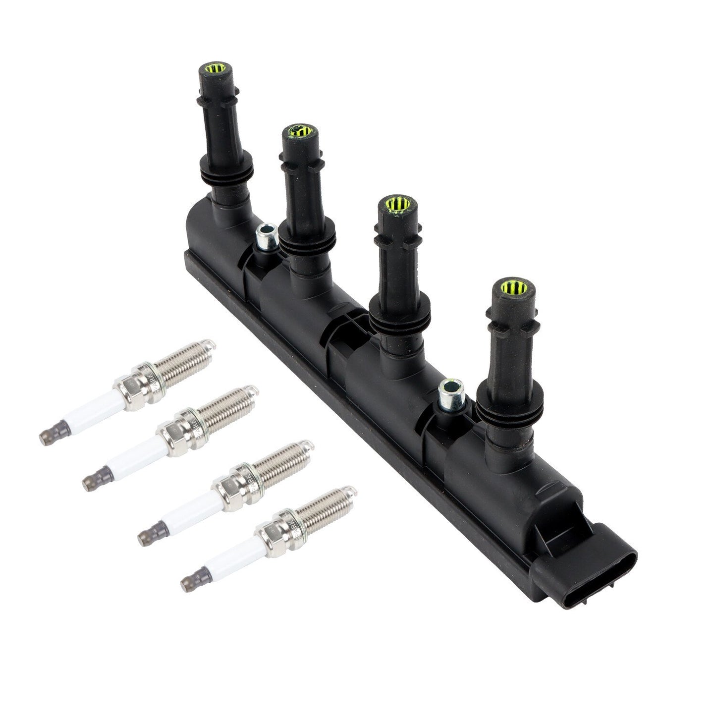 POLARPRA 1pc Ignition Coil + 4pcs Iridium Spark Plugs For 1.4L Buick Encore Chevy Cruze Sonic Trax UF669