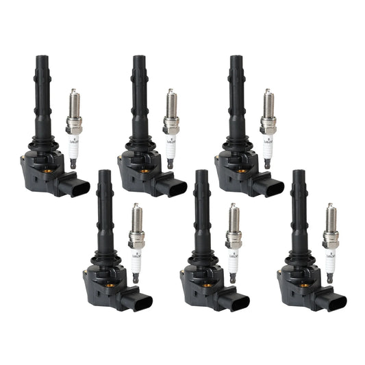 POLARPRA 6pcs Ignition Coils + 6pcs Iridium Spark Plugs For Mercedes-Benz GLK350 E350 C300 C350 ML350 UF535