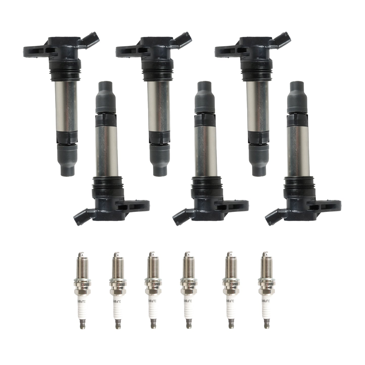 FIWARY 6pcs Ignition Coils+6pcs Iridium Spark Plug for 2010-2011 Volvo XC60 UF594+6481