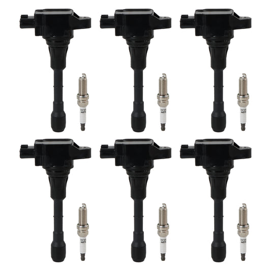 FIWARY 6pcs Ignition Coils +6pcs Iridium Spark Plugs for Infiniti G25 Nissan Maxima 3.5 V6 UF550