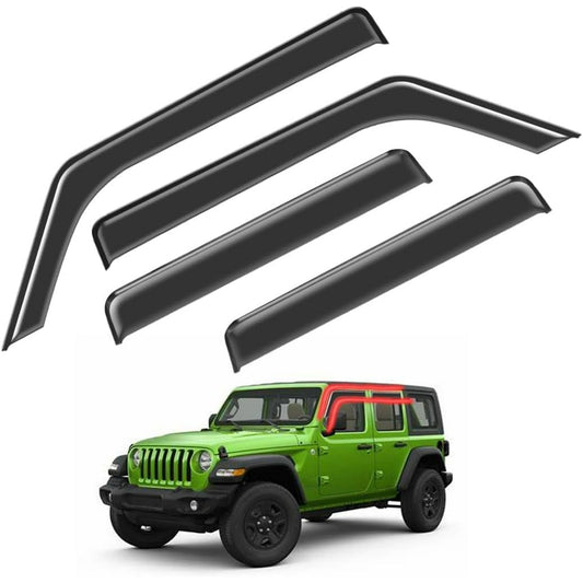 POLARPRA 4PCS Window Visors Deflectors Vent Guards Sun Wind Rain Shield Fits for 2018-2023 Wrangler JL, for 2020-2023 Gladiator Window Visors