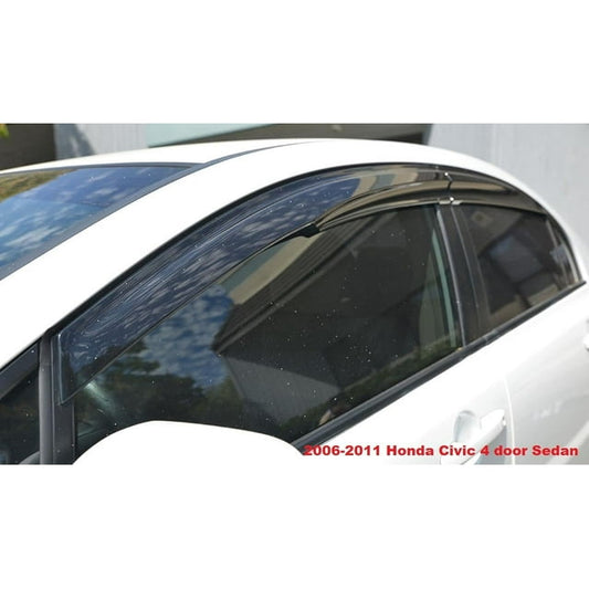 POLARPRA 4pcs For 2006-2011 Honda Civic Mugen II Style Window Rain Guard Visors 4-Door Sedan