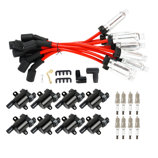 FIWARY 8pcs Ignition Coils +8pcs Iridium Spark Plugs+8pcs Spark Plug Wires For Chevy Silverado GMC 4.8L 5.3L 6.0L UF262