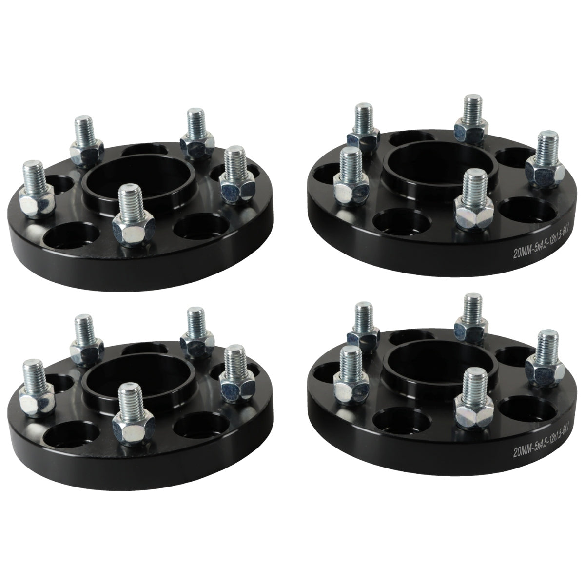 FIWARY 4PCS Wheel Spacers 20MM 5x4.5£¬12x1.5 Studs 64.1mm Hub Bore£¬Black Wheel Adapters