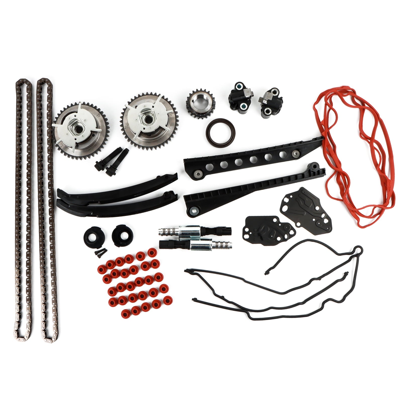 POLARPRA Timing Chain Kit+Cam Phasers+VVT Valves For Ford F150 Lincoln 5.4L Triton 3V