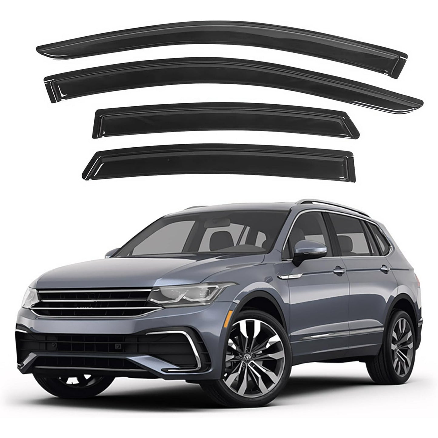 POLARPRA 4PCS Window Visors Deflectors Vent Guards Sun Wind Rain Shield Fits for 2018-2023 Volkswagen Tiguan Car Window Visors