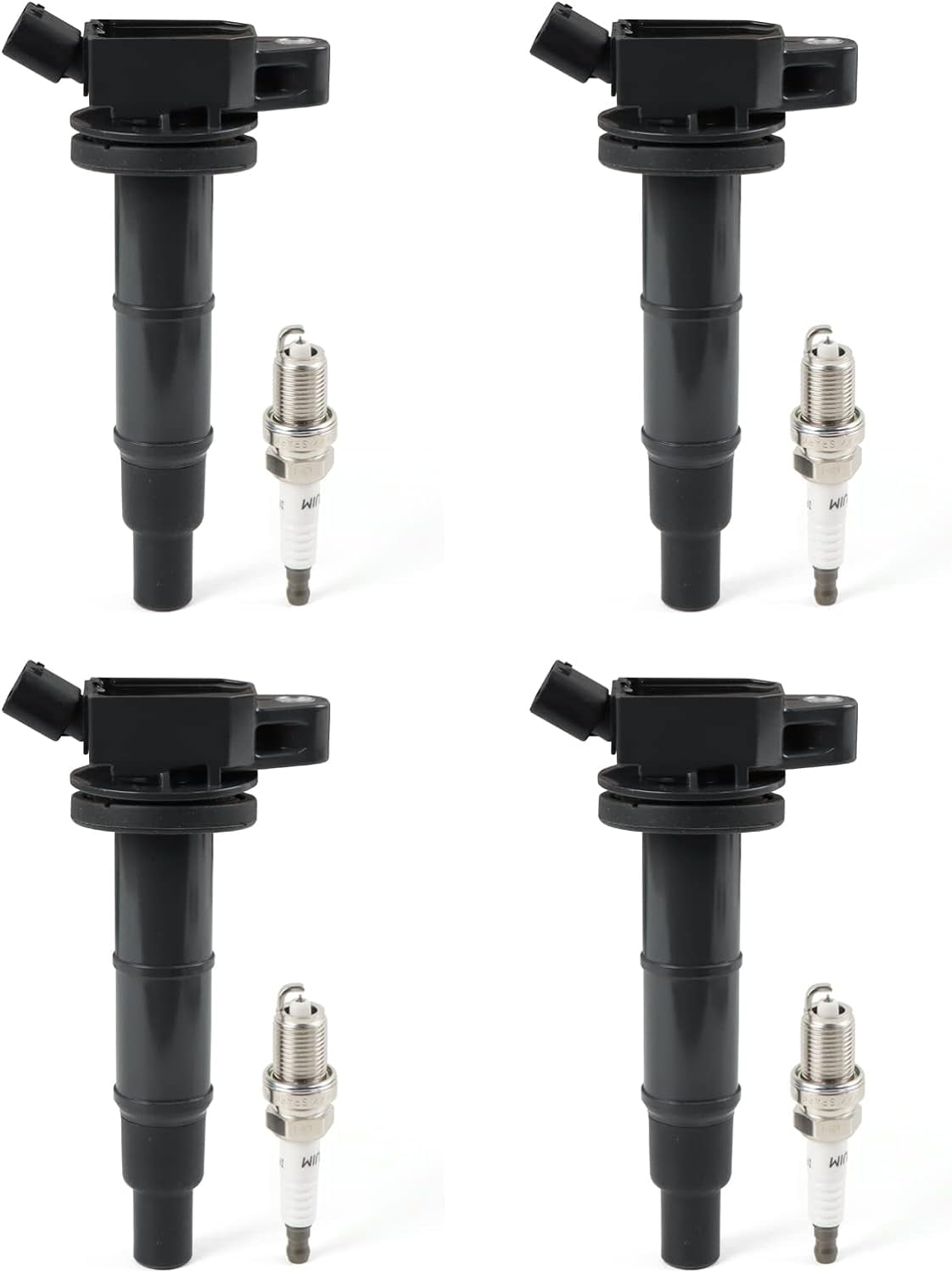 POLARPRA 4PCS UF333 Ignition Coil Pack & Iridium Spark Plug Compatible with To-yota Camry Corolla Highlander Rav4, Lexus Hs250h, Pontiac Vibe, Scion Tc Xb 2.4L L4 Replace#C1330 UF-333 5C1299