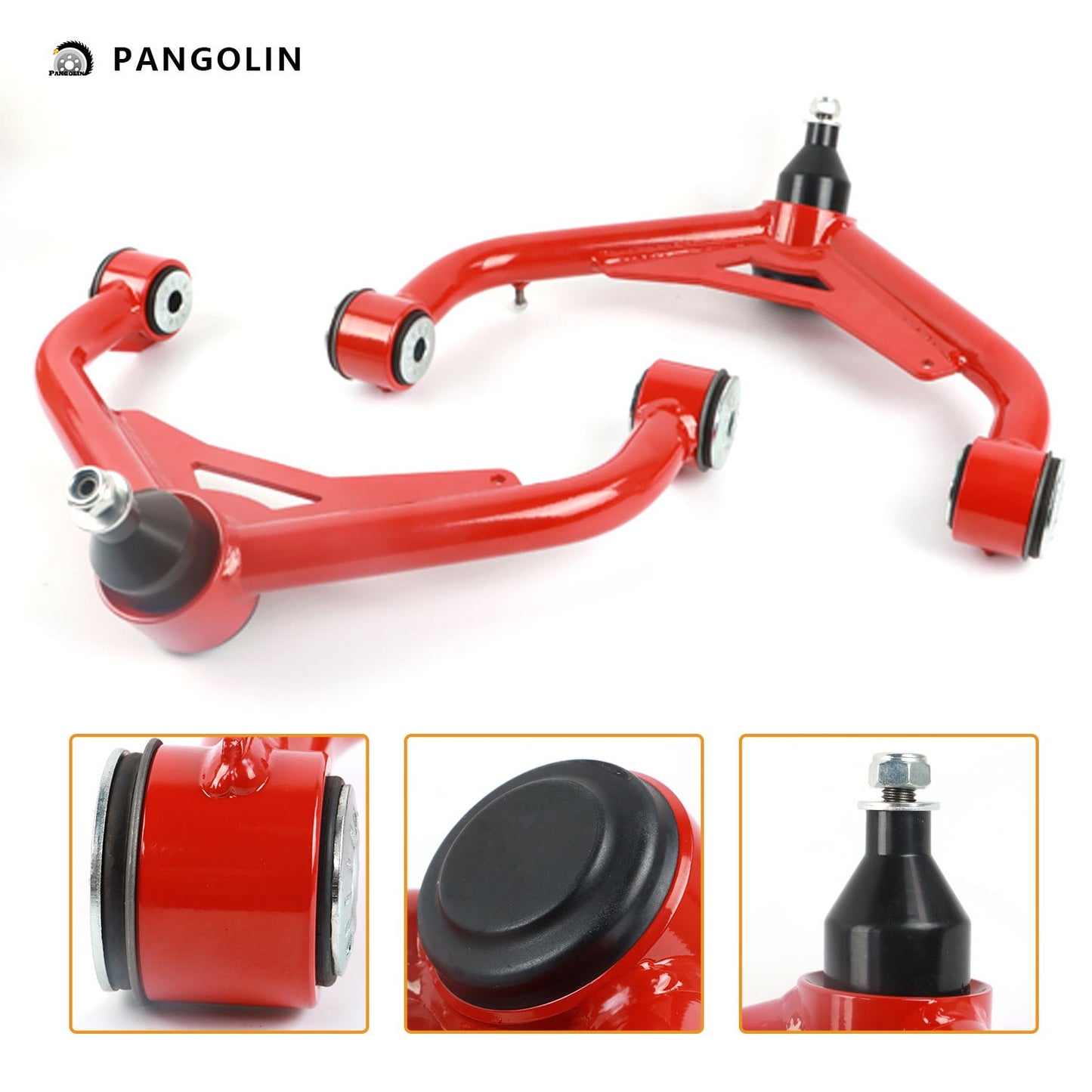 PANGOLIN 2Pcs 2-4" Lift Front Upper Control Arms Fits for 2000-2010 Chevrolet Silverado 2500/3500 HD, 2000-2010 GMC Sierra 2500/3500 HD Adjustable Suspension Control Arms with Ball Joint