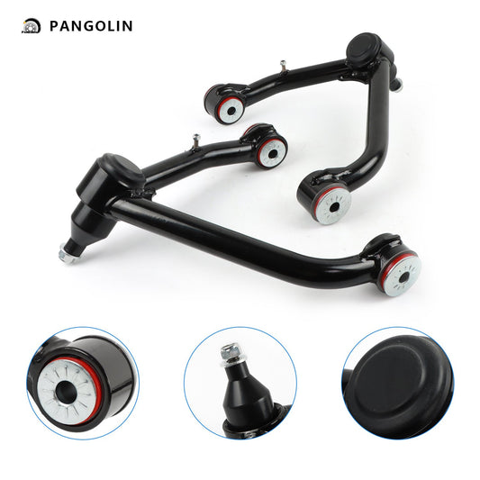 PANGOLIN 2Pcs 2-4" Lift Front Upper Control Arms Fits for 2007-2014 GMC Yukon Sierra, Chevrolet Avalanche Tahoe Suburban Silverado, Cadillac Escalade Adjustable Suspension Control Arm with Ball Joint