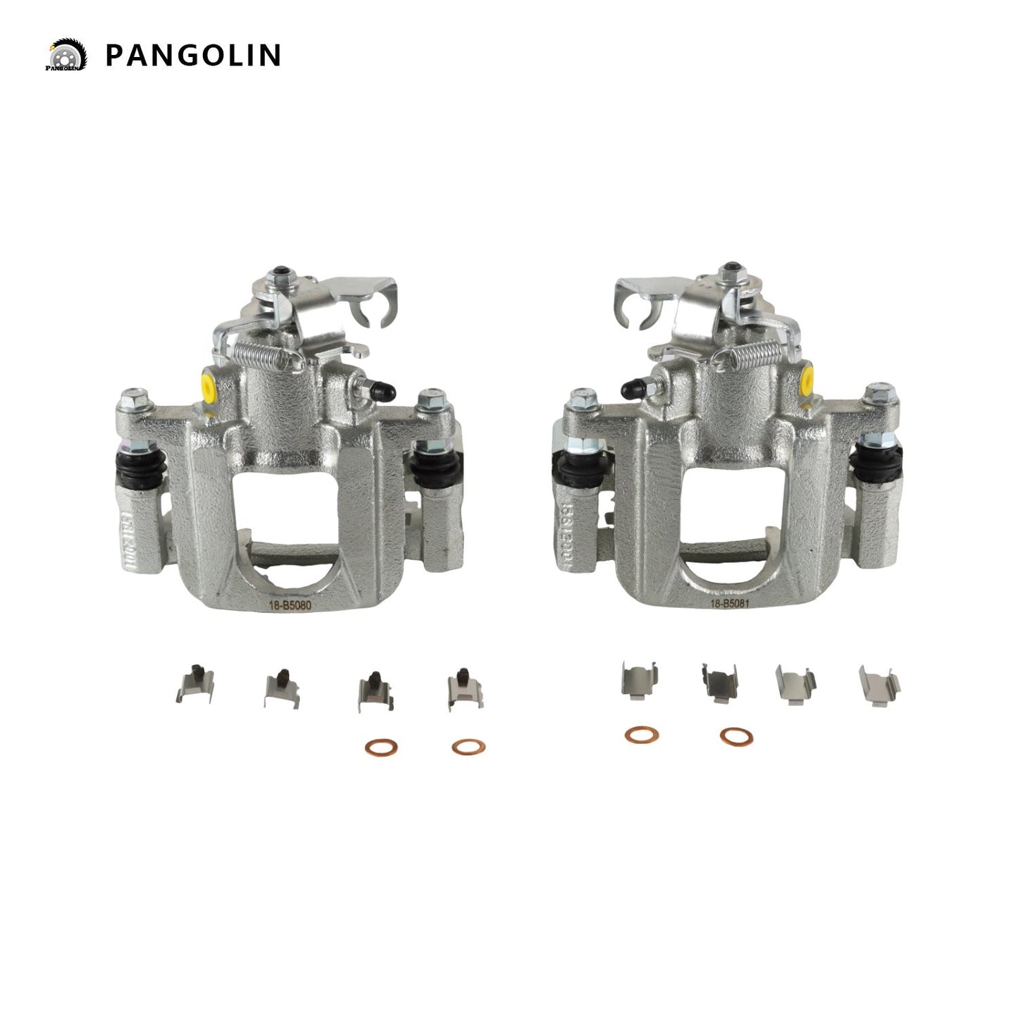 PANGOLIN 2Pcs Rear Brake Calipers 18-B5080 18-B5081 Fits for 2008-2011 Chrysler Town & Country, 2008-2011 Dodge Grand Caravan, 2012 Ram C/V Disc Brake Calipers with Bracket Assembly Replace Part