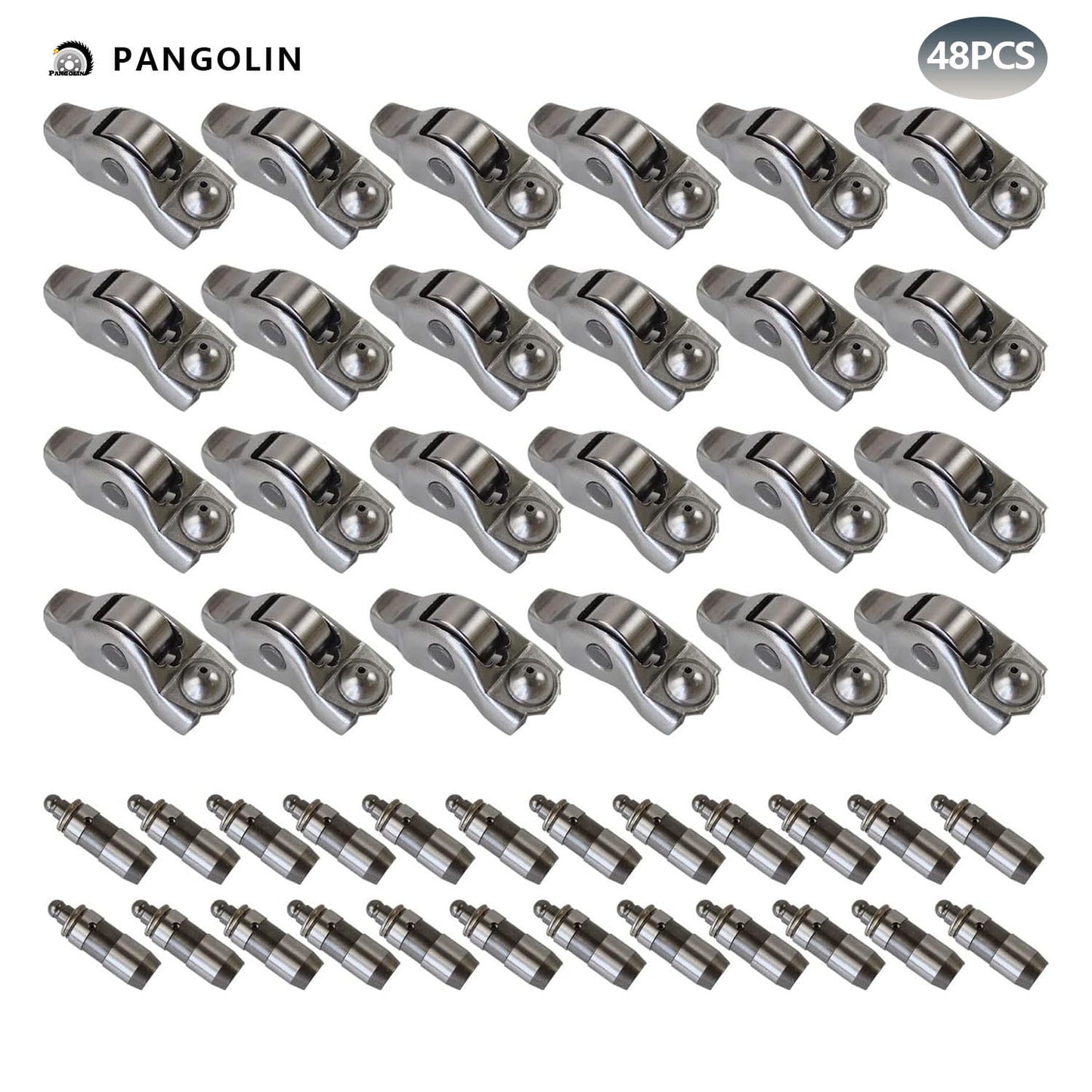 PANGOLIN 48Pcs Engine Rocker Arm & Valve Lifter Kit 3L3Z-6564-BA HT2305 Fit for Ford Lincoln Mercury F150 F250 F350 F450 F550 4.6L/5.4L V8/ 6.8L V10 Engine Aftermarket Parts 5L1Z-6500A