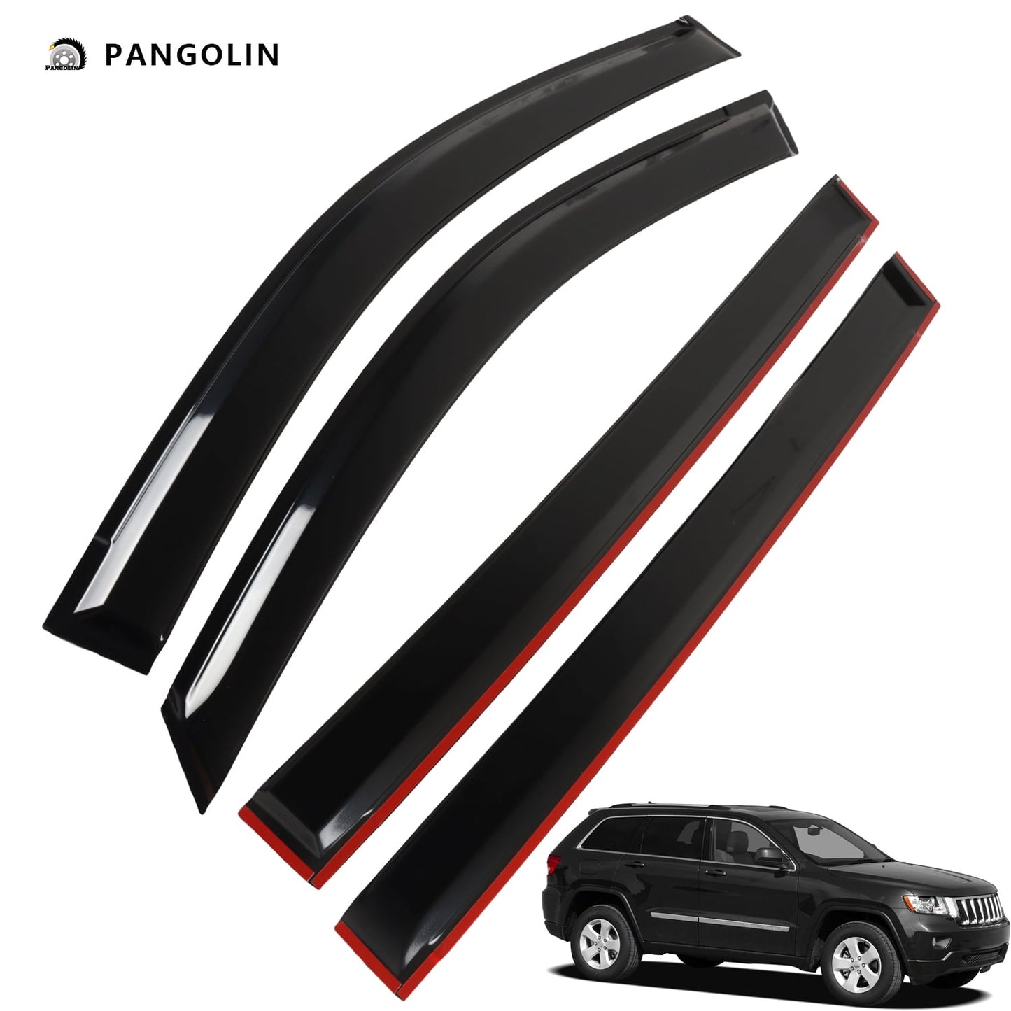 PANGOLIN 4Pcs Car Window Visors Fits for 2008-2018 Dodge Grand Caravan, 2008-2016 Chrysler Town & Country Sun Wind Deflector Rain Vent Window Visors Deflectors