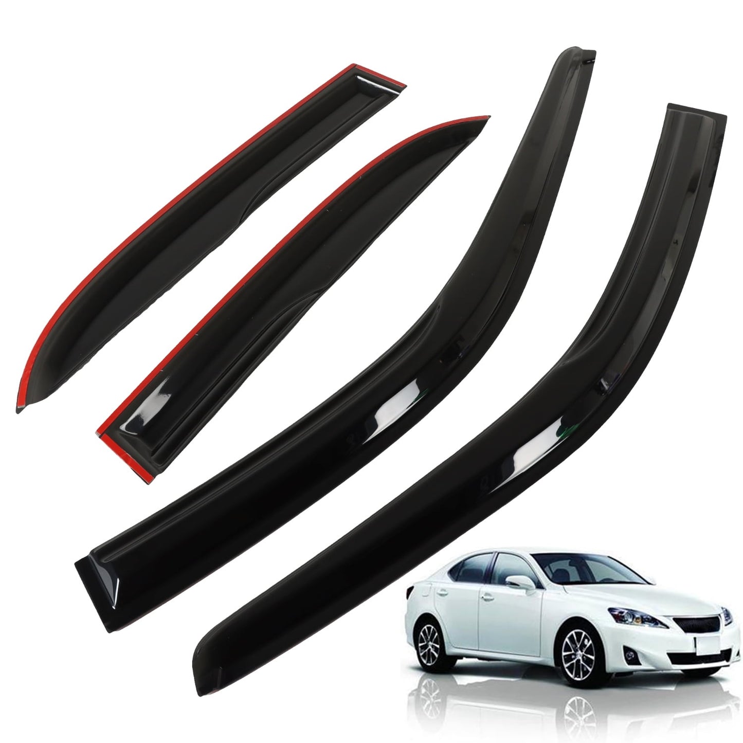 PANGOLIN 4Pcs Car Window Visors Fits for 2001-2005 Lexus IS300 Sun Wind Deflector Rain Vent Window Visors Deflectors