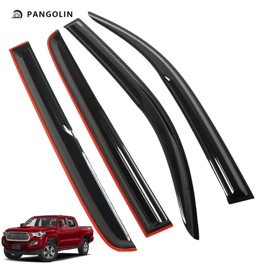 PANGOLIN 4Pcs Car Window Visors Fits for 2005-2015 Toyota Tacoma Sun Wind Deflector Rain Vent Window Visors Deflectors