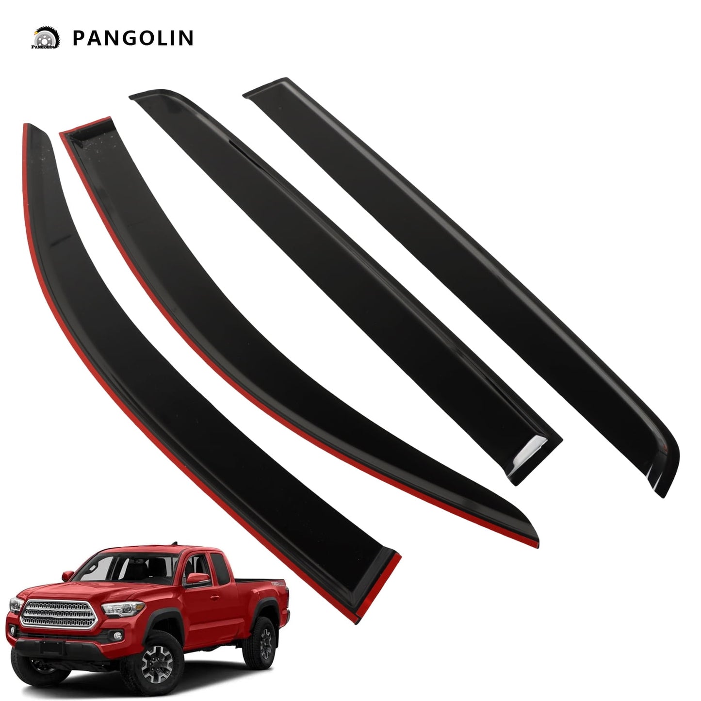 PANGOLIN 4Pcs Car Window Visors Fits for 2007-2021 Toyota Tundra Sun Wind Deflector Rain Vent Window Visors Deflectors