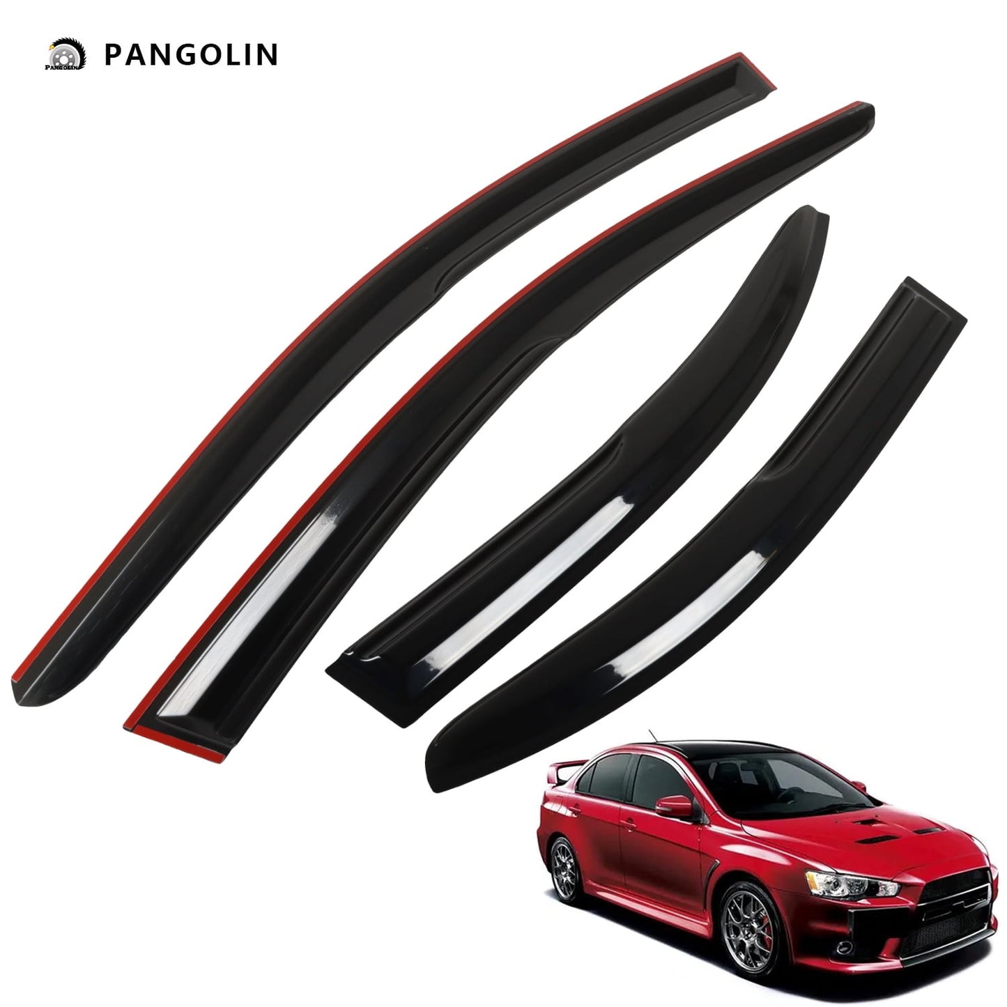 PANGOLIN 4Pcs Car Window Visors Fits for 2008-2017 Mitsubishi Lancer Sun Wind Deflector Rain Vent Window Visors Deflectors