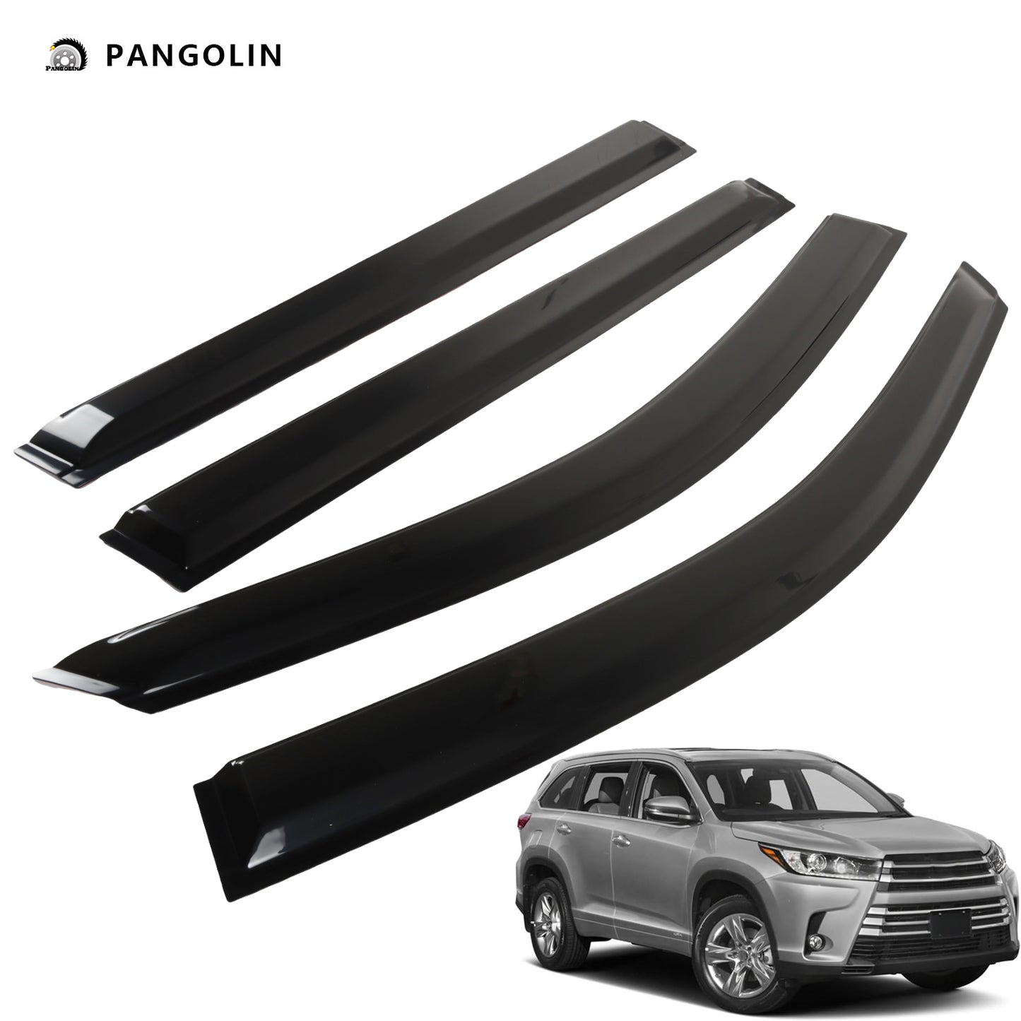 PANGOLIN 4Pcs Car Window Visors Fits for 2014-2019 Toyota Highlander Sun Wind Deflector Rain Vent Window Visors Deflectors