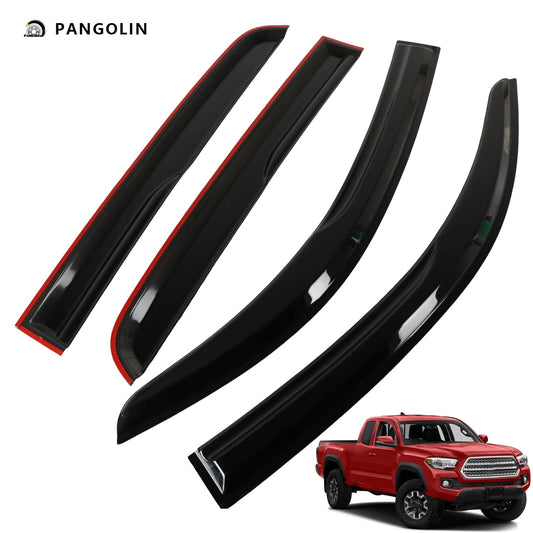 PANGOLIN 4Pcs Car Window Visors Fits for 2016-2022 Toyota Tacoma Double Cab Sun Wind Deflector Rain Vent Window Visors Deflectors