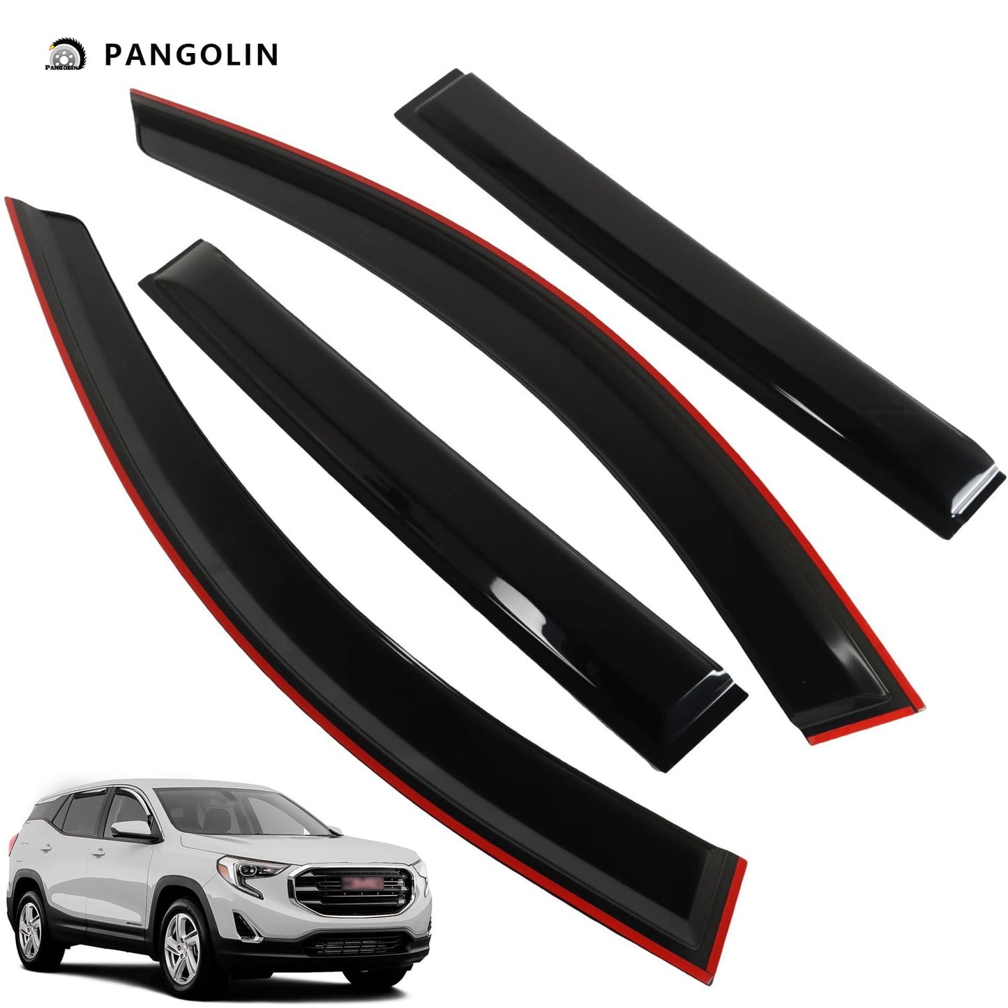 PANGOLIN 4Pcs Car Window Visors Wind Deflector Compatible with 2018-2023 GMC Terrain Sun Rain Vent Window Visors Deflectors