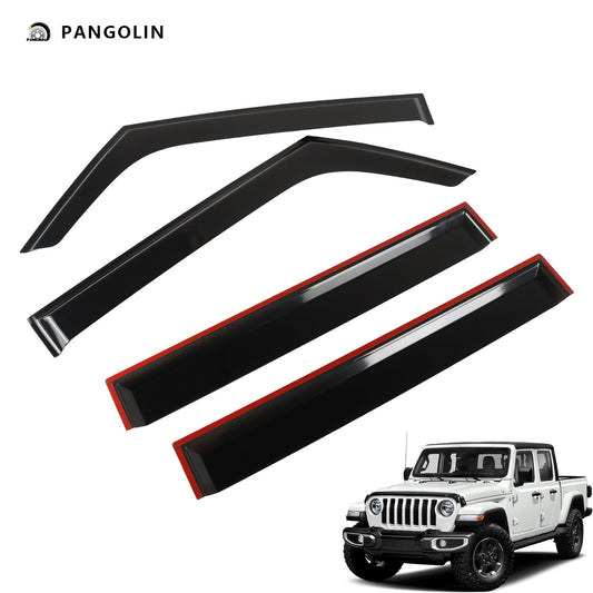 PANGOLIN 4Pcs Car Window Visors for Jeep 2018-2023 Wrangler JL, 2020-2023 Gladiator Vent Window Visors Sun Wind Vent Rain Guard Wind Deflectors