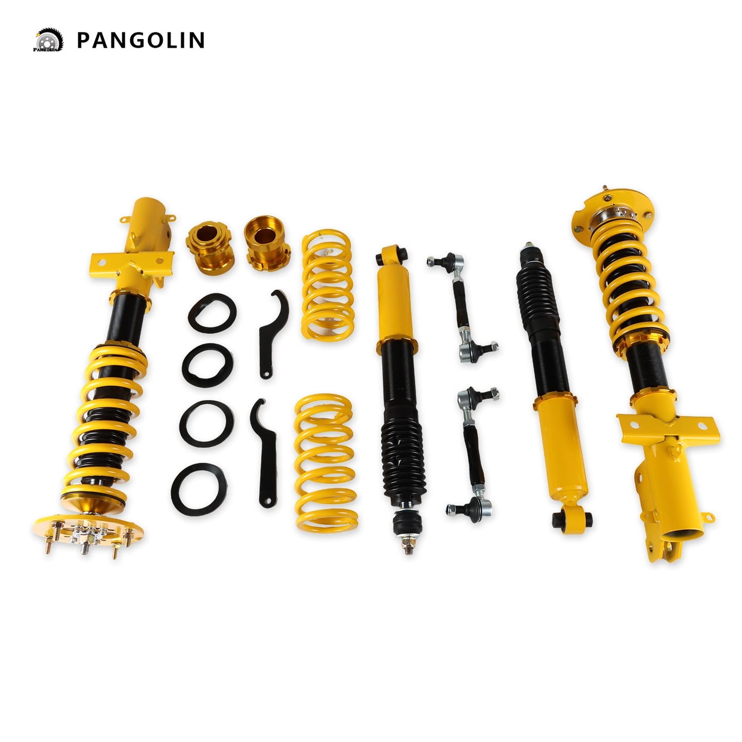 PANGOLIN 4Pcs Front Rear Full Auto Coilovers Struts Kit Fit for 2005-2014 Ford Mustang Coilover Adjustable Height Strut Spring Suspension Replacement Part