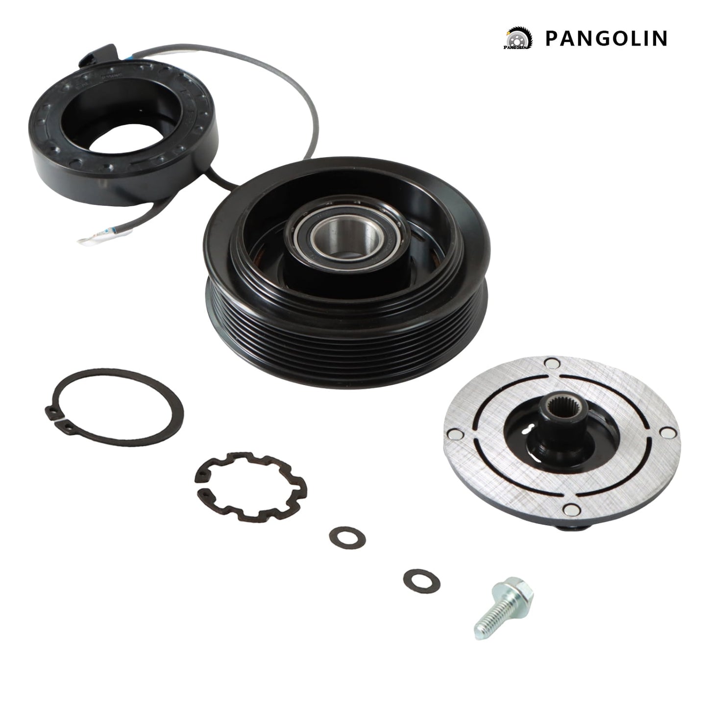 PANGOLIN A/C Compressor Clutch Kit 1653 Fit for 2008-2012 Honda Accord 4 CYL 2.4L Air Conditioning Compressor Clutch Assembly Auto Replacement Part OE 11224C, 6512753, 38810R40A01