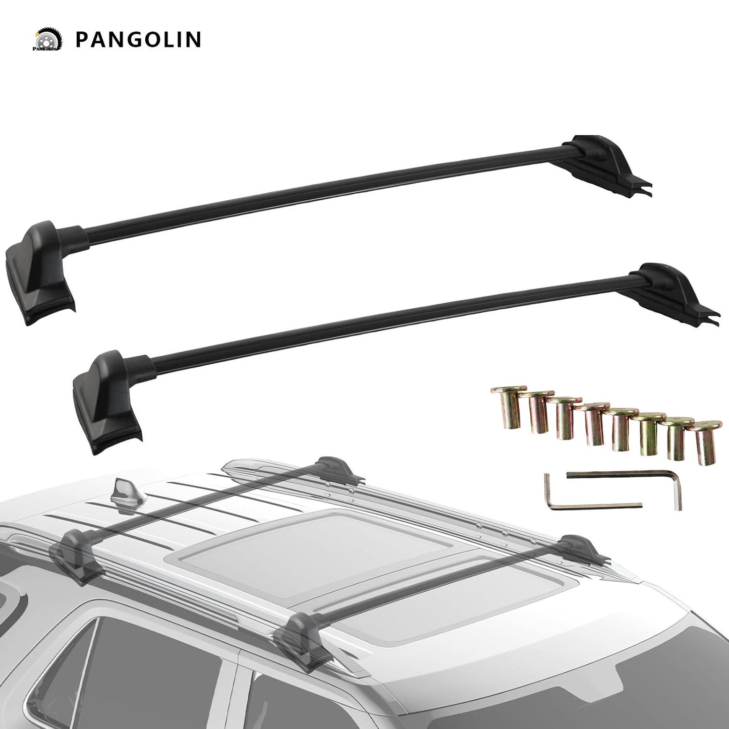 PANGOLIN Car Roof Rack Cross Bars Compatible with 2007-2011 Honda CR-V Auto Top Roof Rails Aluminum Adjustable Roof Top Luggage Crossbars Cargo Load with Raised Side Rails