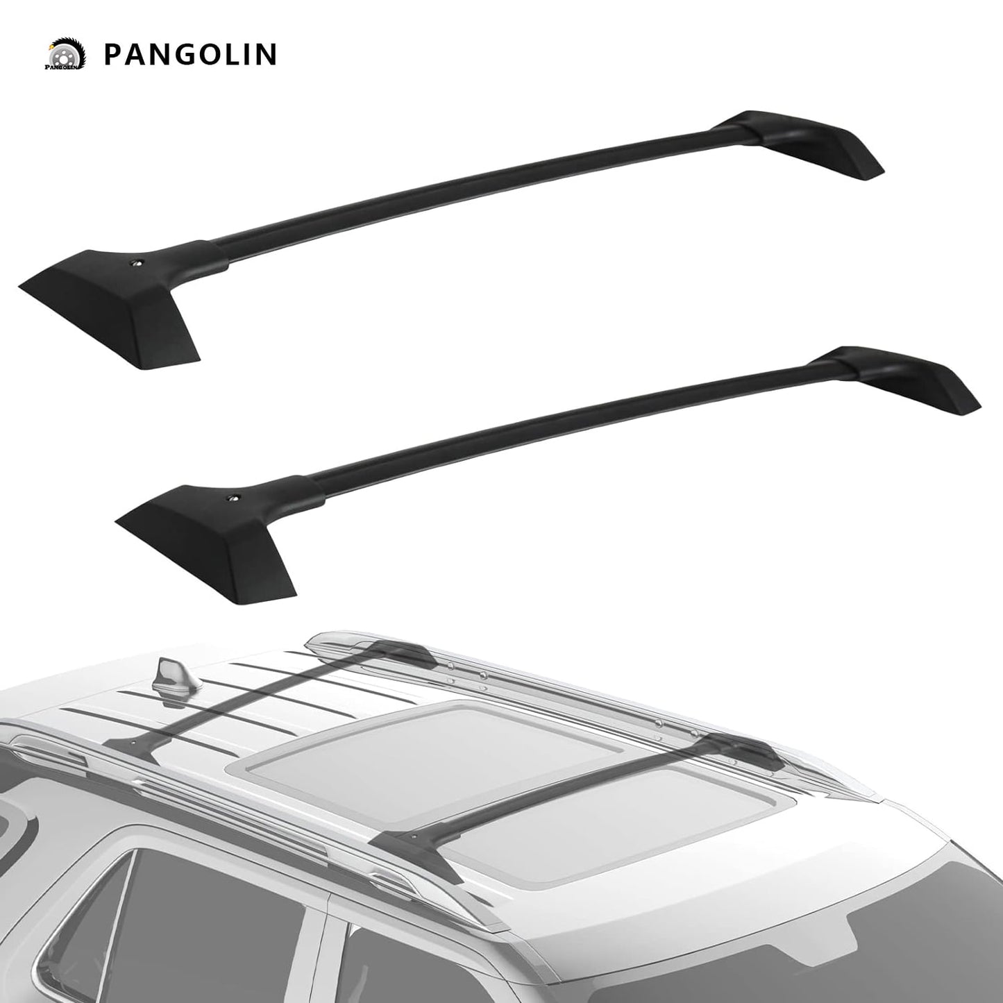 PANGOLIN Car Roof Rack Cross Bars Compatible with 2009-2017 Chevrolet Traverse Auto Top Roof Rails Aluminum Adjustable Roof Top Luggage Crossbars Cargo Load with Raised Side Rails