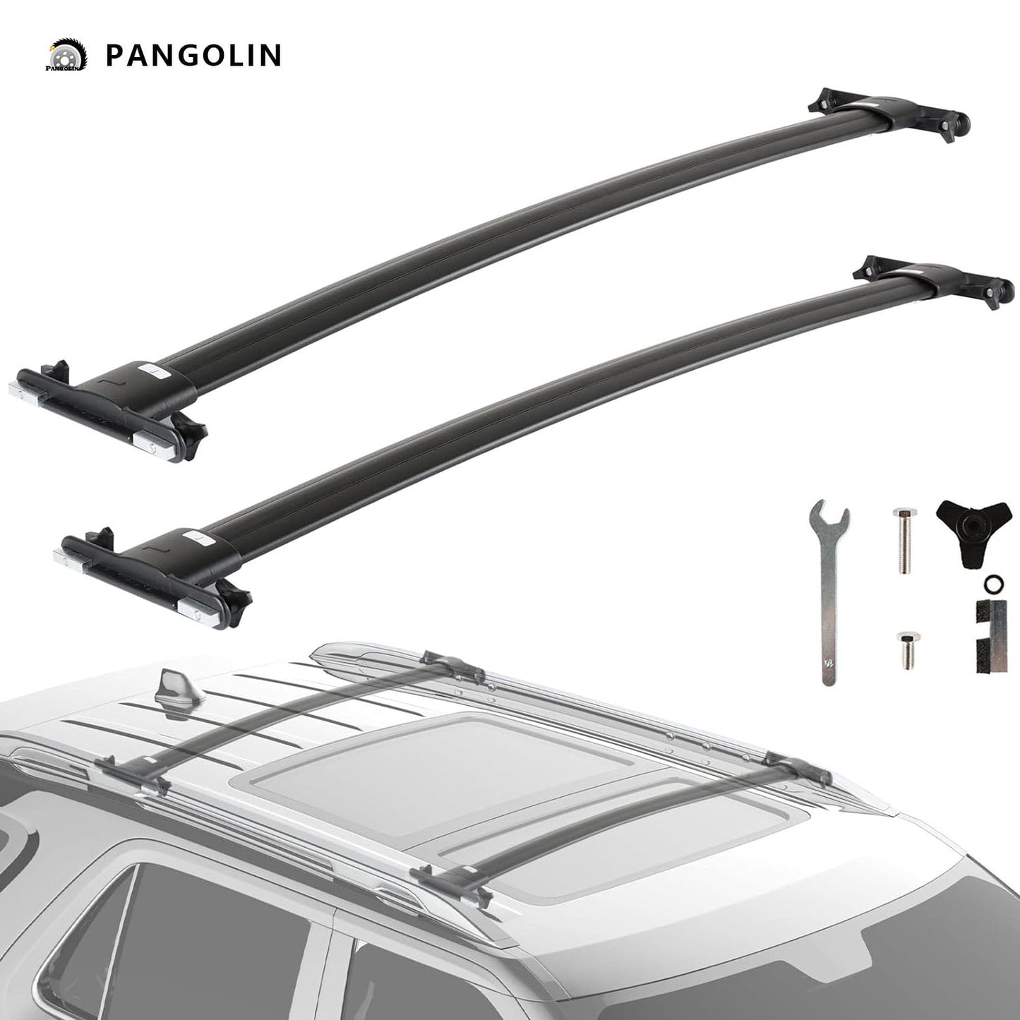 PANGOLIN Car Roof Rack Cross Bars Compatible with 2010-2022 Toyota 4Runner Auto Top Roof Rails Aluminum Adjustable Roof Top Luggage Crossbars Cargo Load